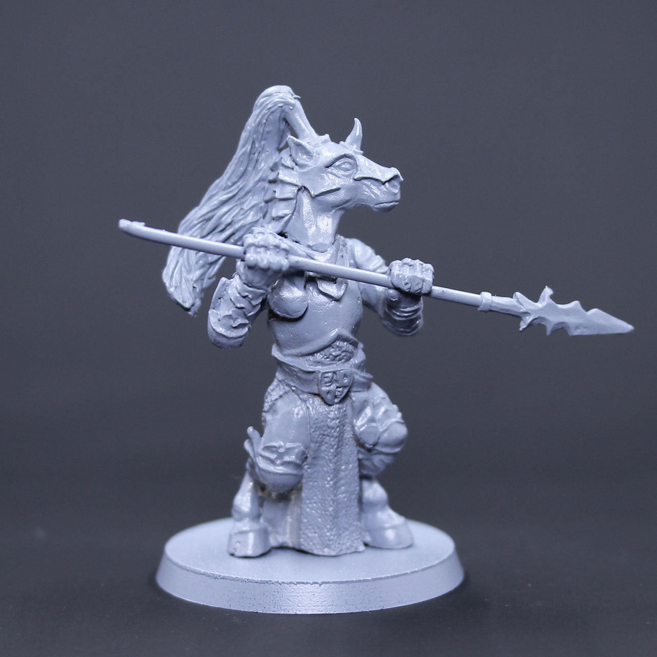 Chess knight with spear