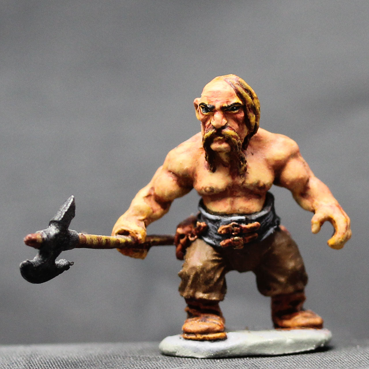 Dwarven male Cossack advancing with polearm