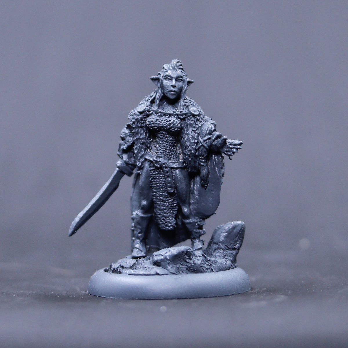 Female Grey elf wolf warrior Lady with Seax