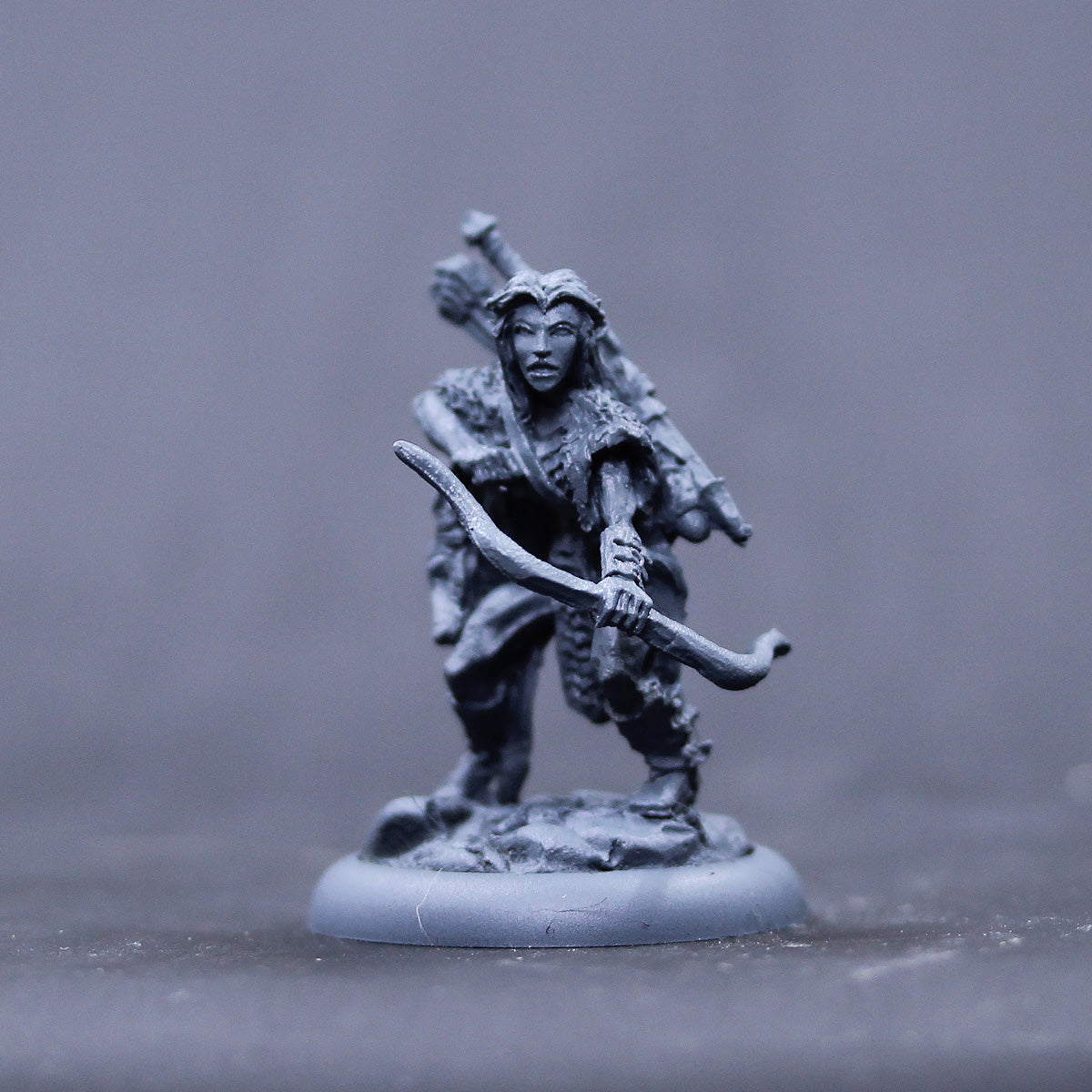 Female Grey elf wolf warrior with bow