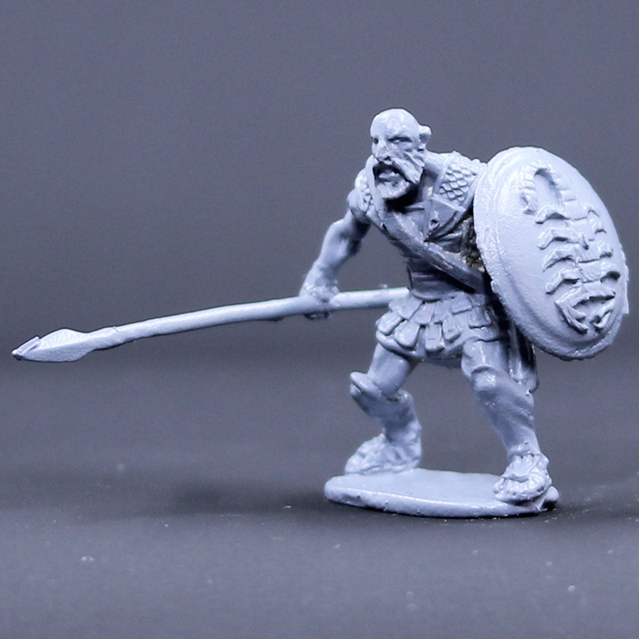 Greek armored no helm with spear and shield