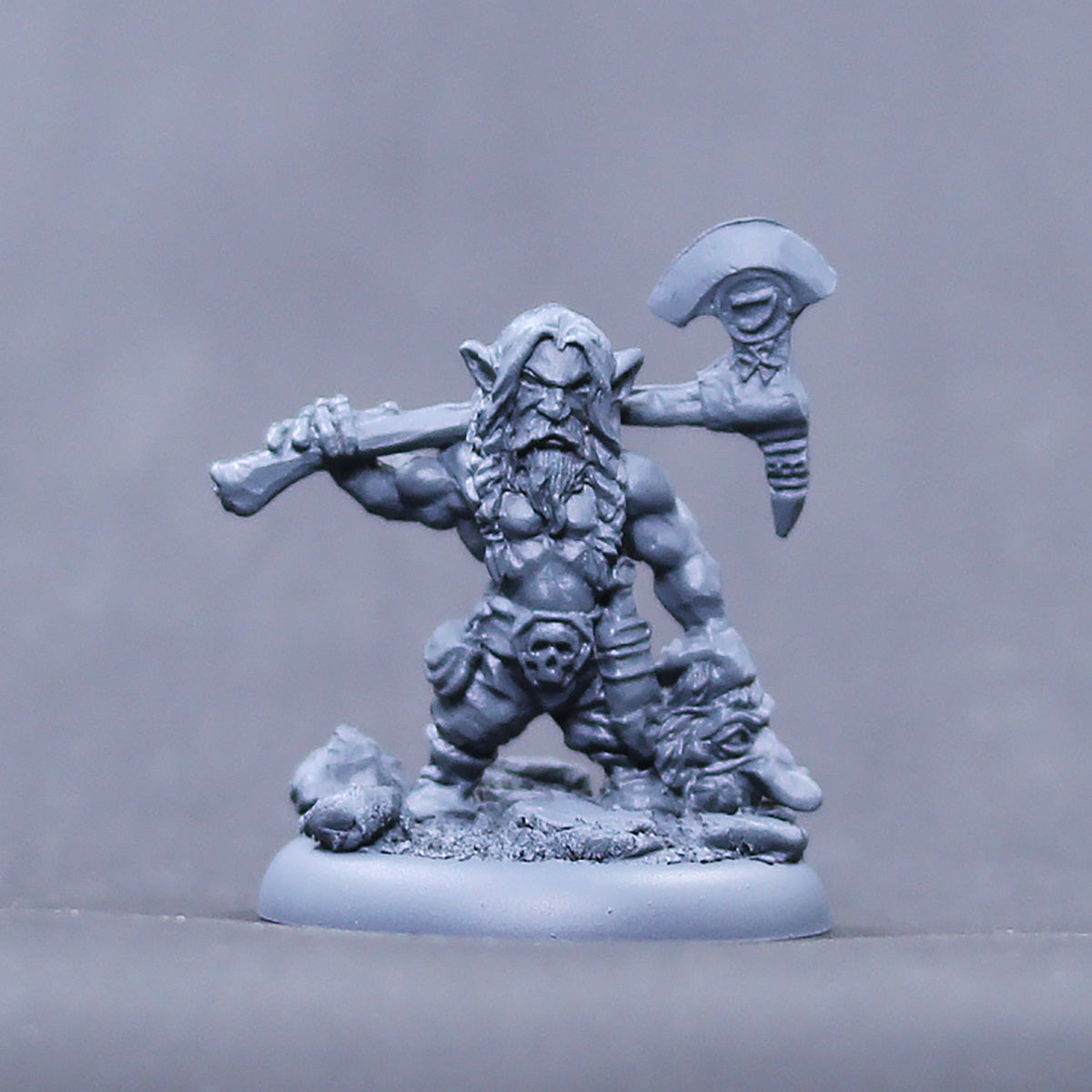 Ulf Bjarghjarta /Troll hunter with great axe and Trolls head