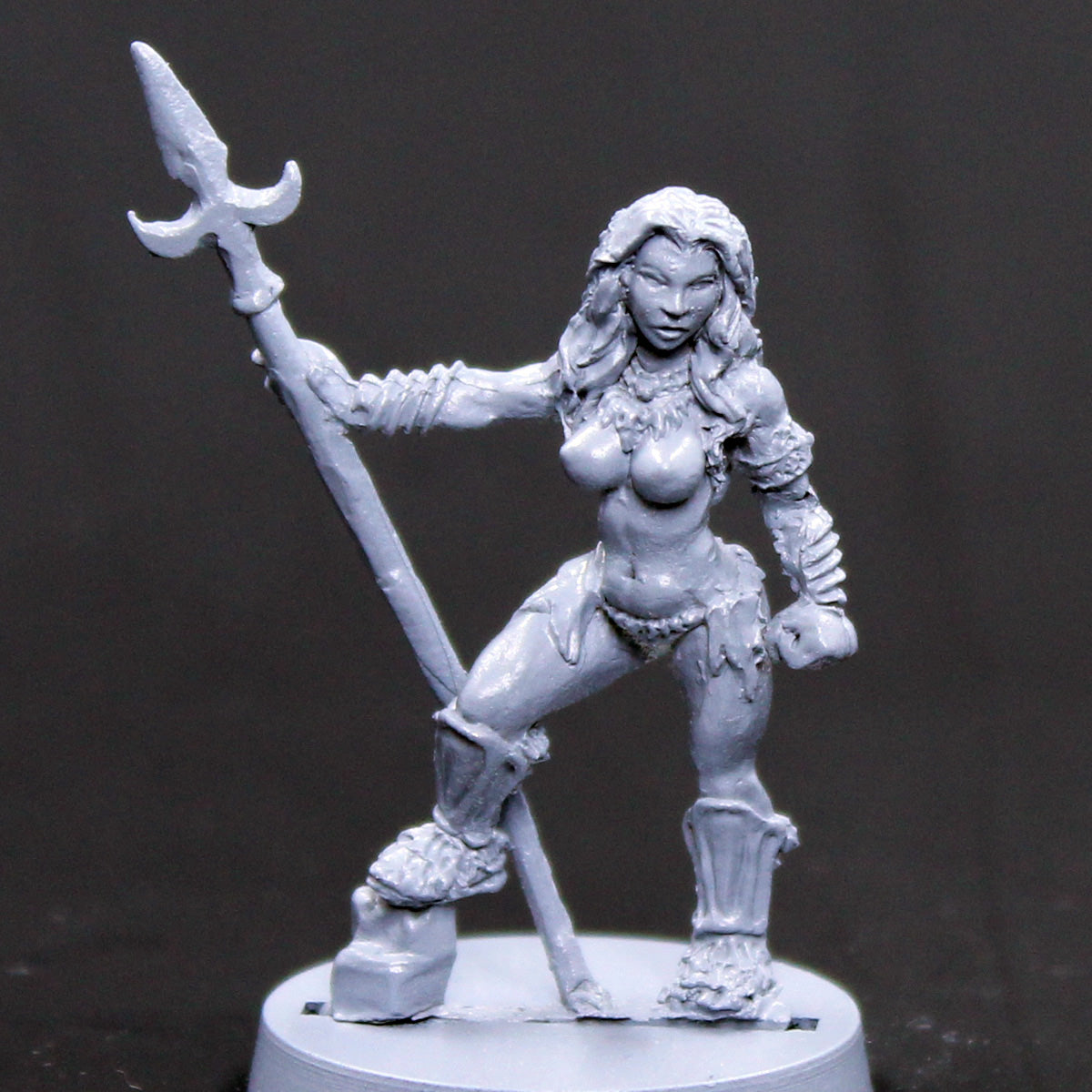 Female barbarian with boar spear