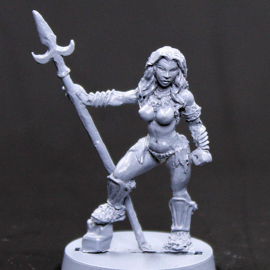 Female barbarian with boar spear