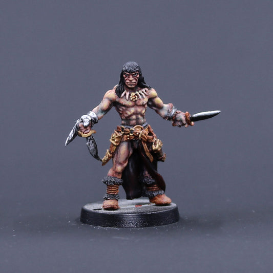 Barbarian pit fighter with two daggers