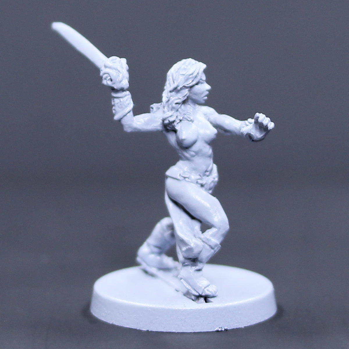 Female Red man charging with sword