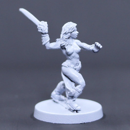 Female Red man charging with sword