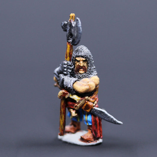 Dwarven male guard standing guard with great axe
