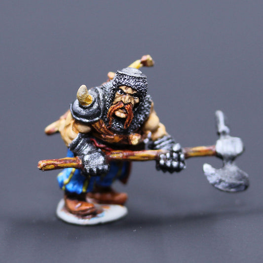 Dwarven male guard advancing with great axe