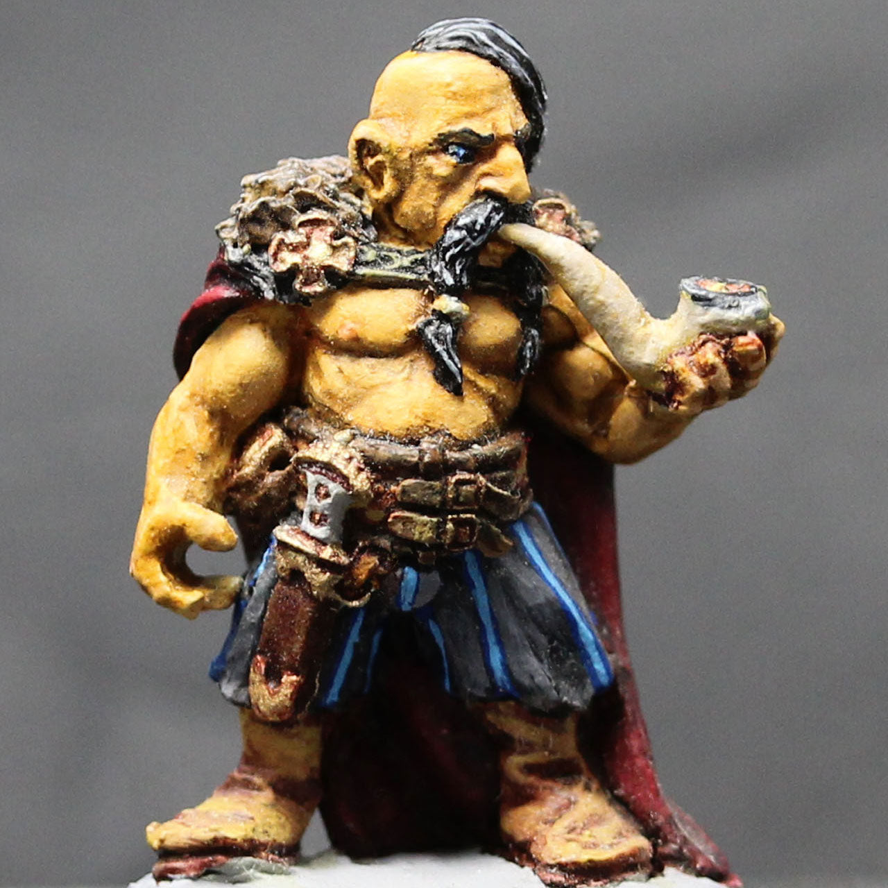 Dwarven male Cossack smoking pipe