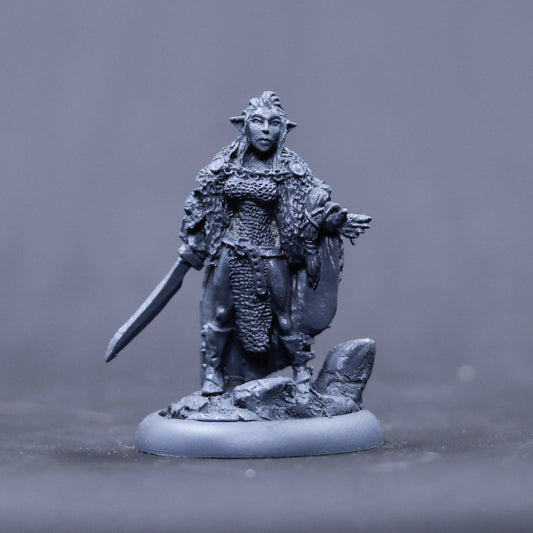 Female Grey elf wolf warrior Lady with Seax