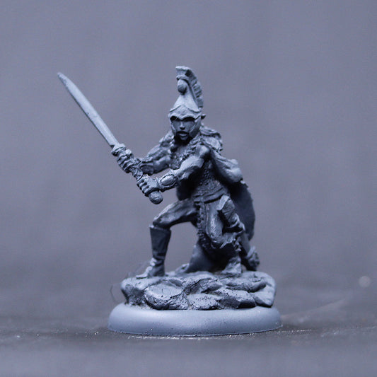 Female Grey elf wolf warrior with two handed Seax