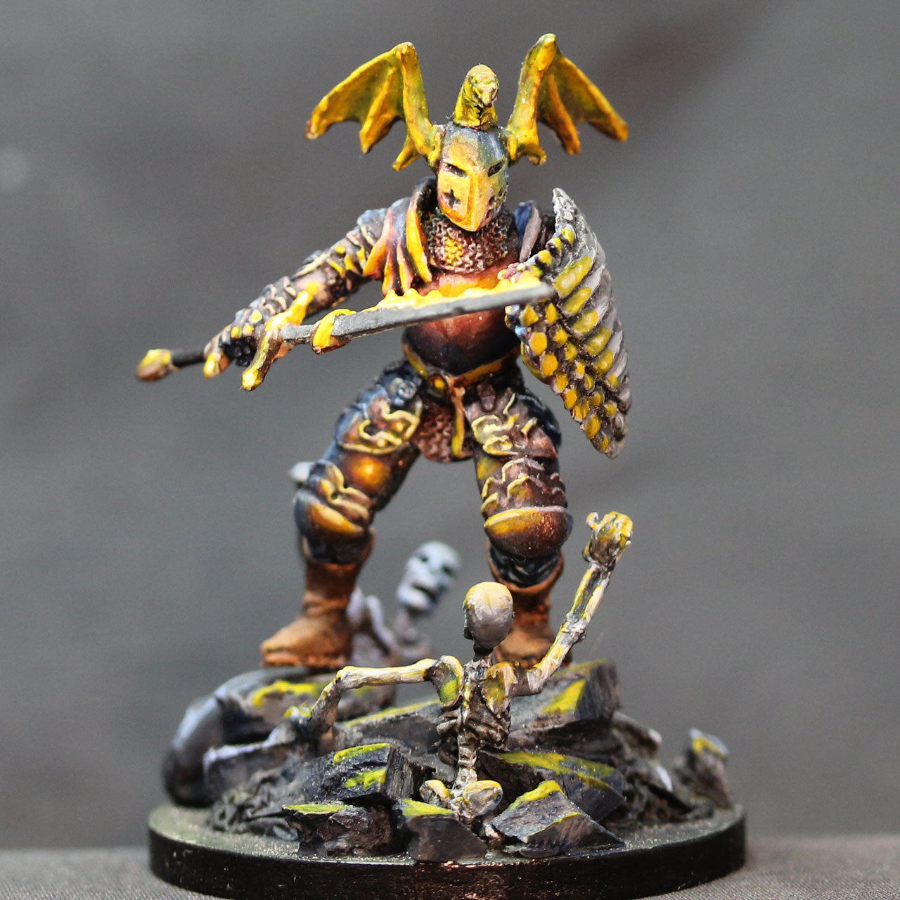 Dragon knight human full armor flaming sword and dragon scale shield
