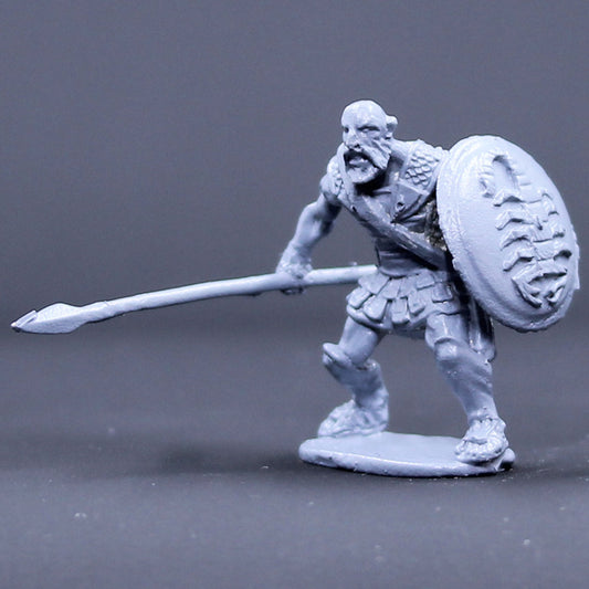 Greek armored no helm with spear and shield