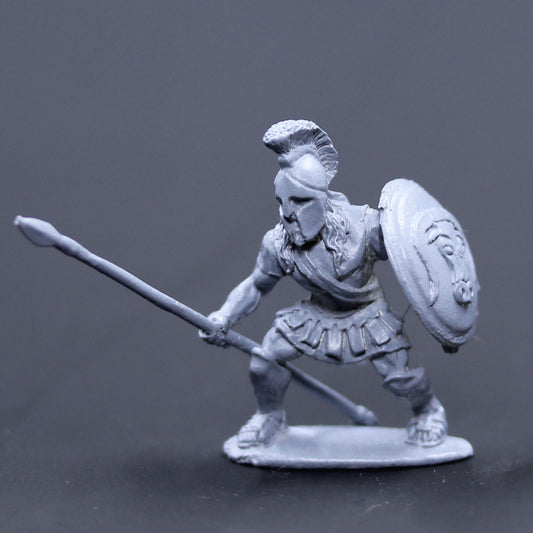 Greek armored ready with spear and shield