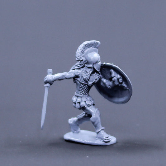 Greek armored defending with sword and shield