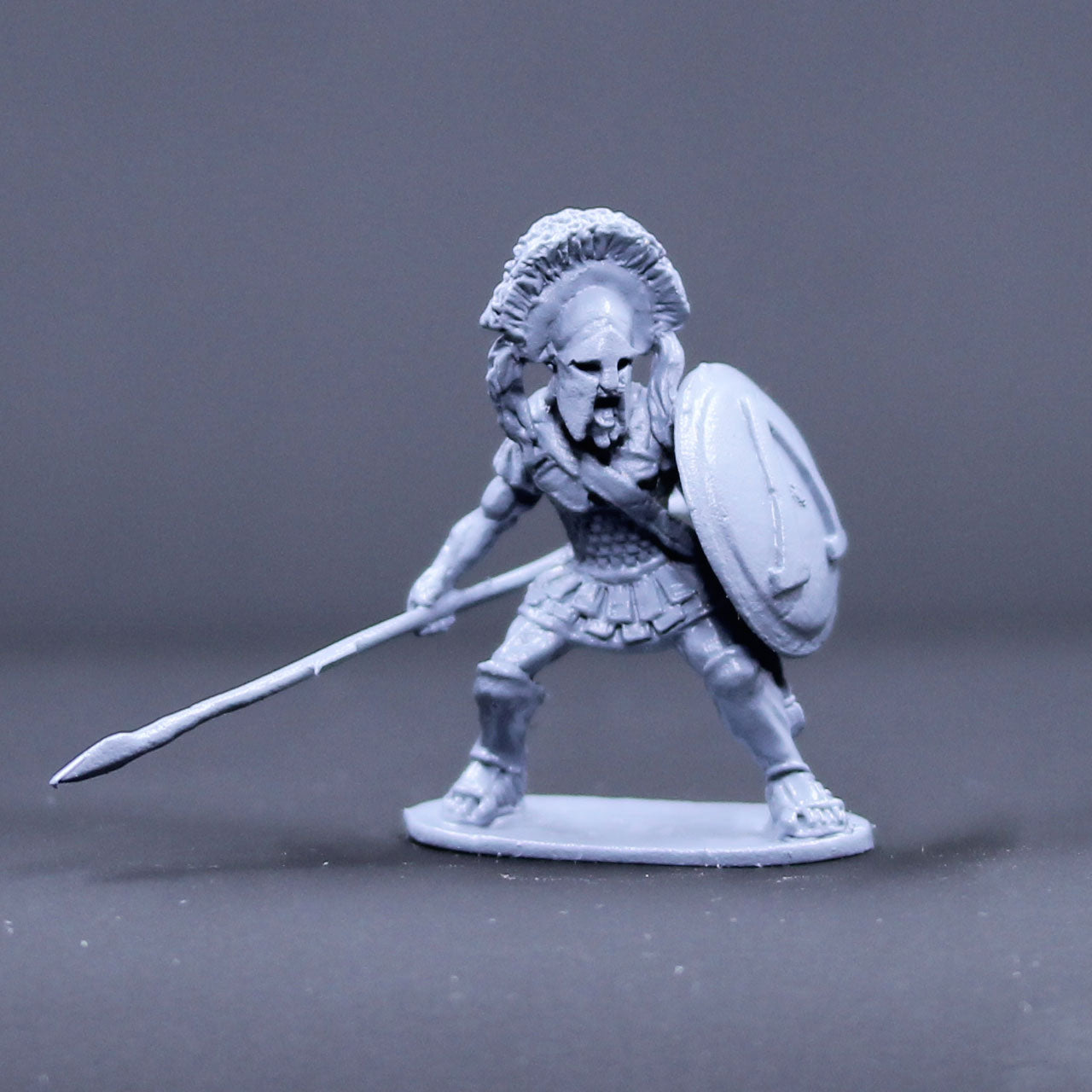 Greek spartan captain ready with spear and shield