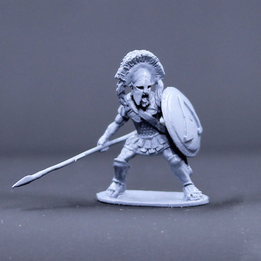 Greek spartan captain ready with spear and shield