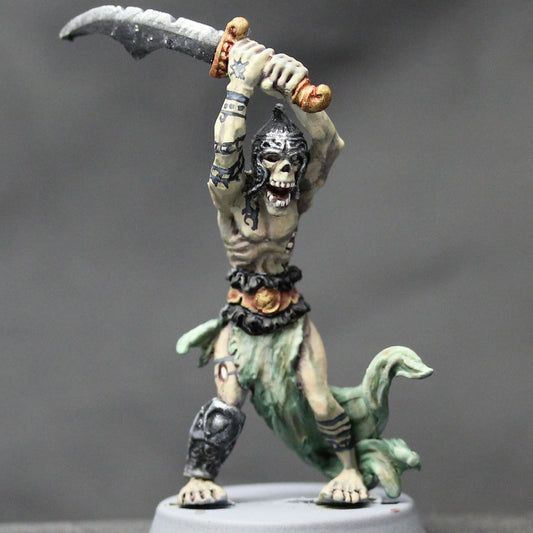 Undead barbarian armored attacking with great sword overhead