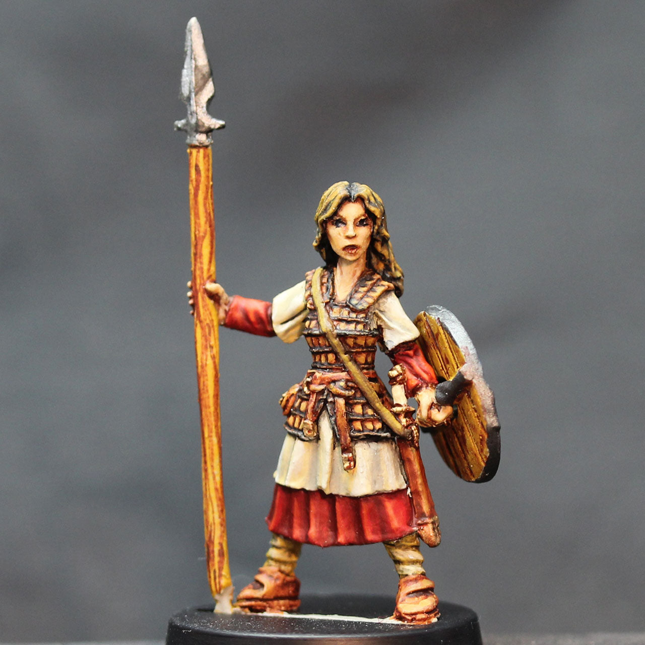 Viking female armored with spear and shield