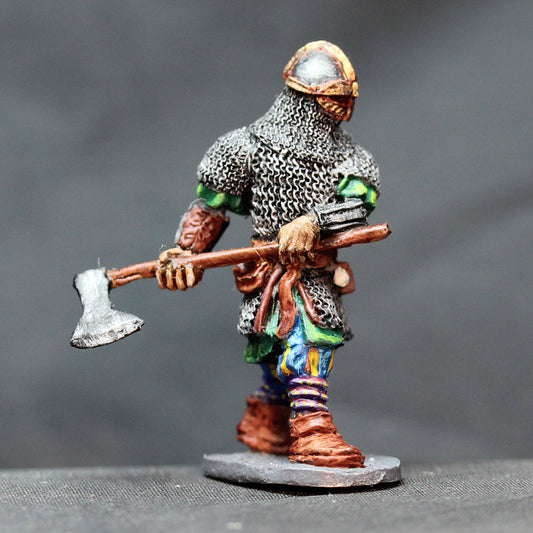 Viking male fully armored and ready with great axe