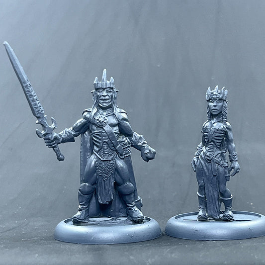 Evil Elf Dragon Lord with rune sword and his sister